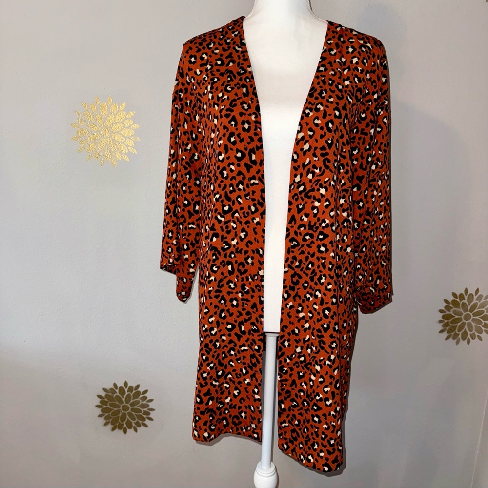 Leopard Animal Print Kimono Cardigan‎ Rust Brown Women’s Fall/Autumn colors